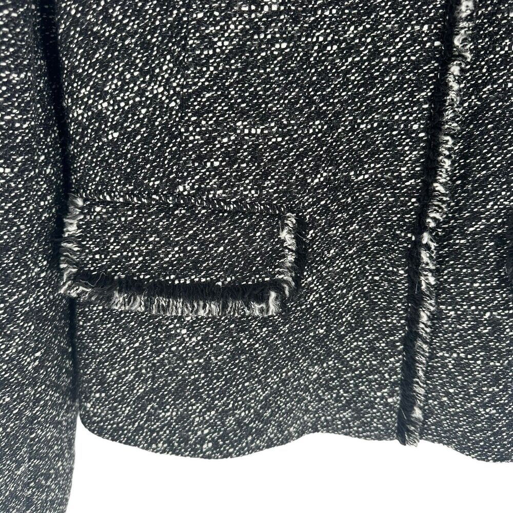 Lafayette 148 Blazer Women 2 Black White Tweed Snap Button Raw Hem Office Career - Picture 6 of 12